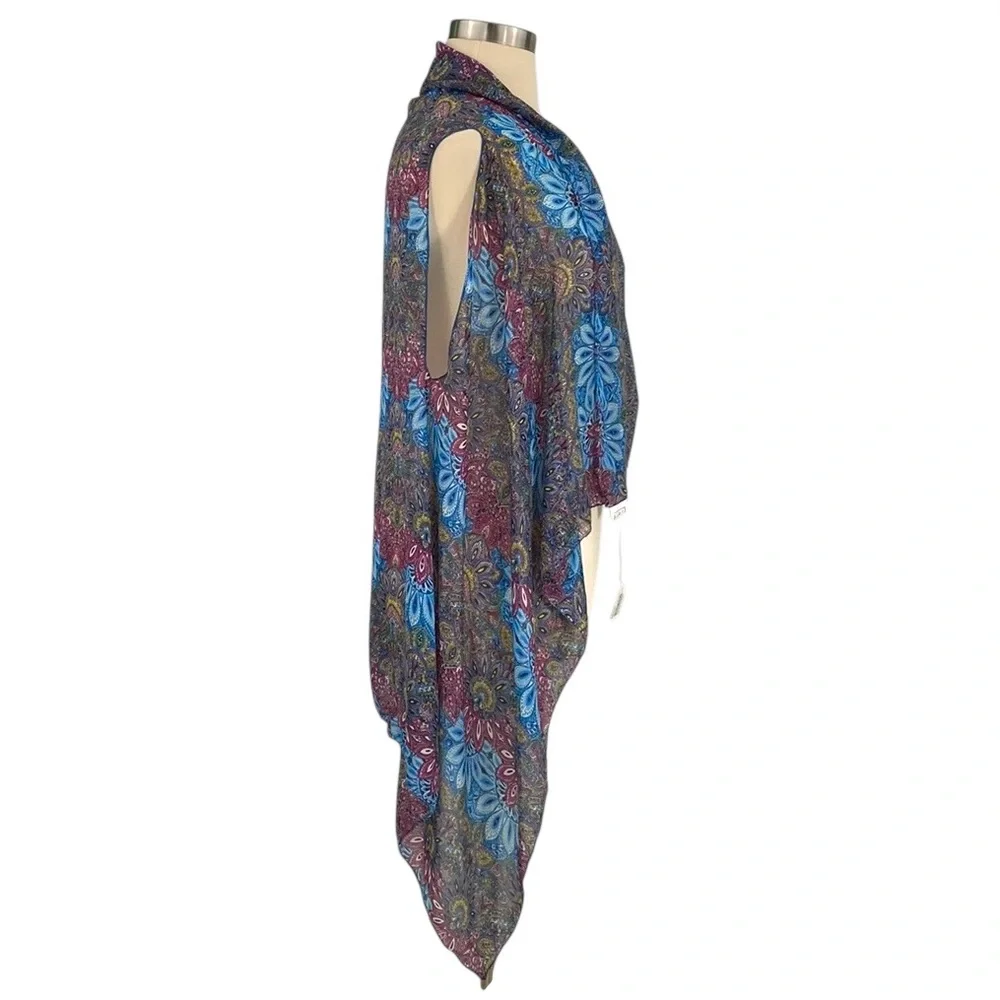 Accents by Lavello Multicolor Boho Paisley Sheer Open Front Convertible Vest - Picture 5 of 16